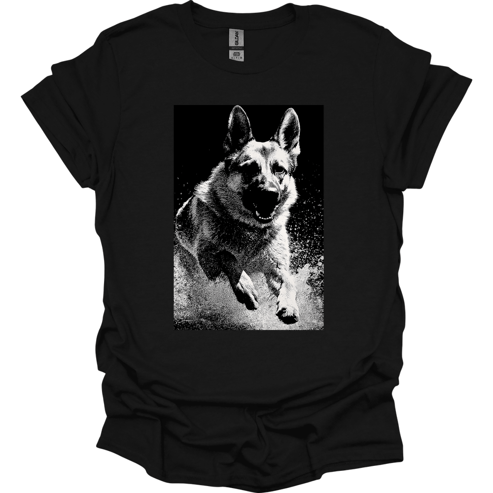 German Shepherd - Puddle Dog T-Shirt - Black
