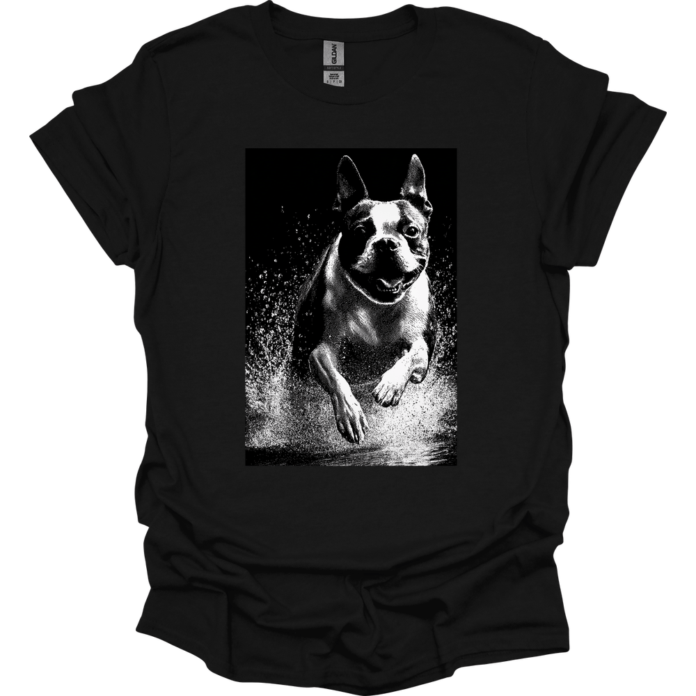 Boston Terrier - Puddle Dog T-Shirt - Black