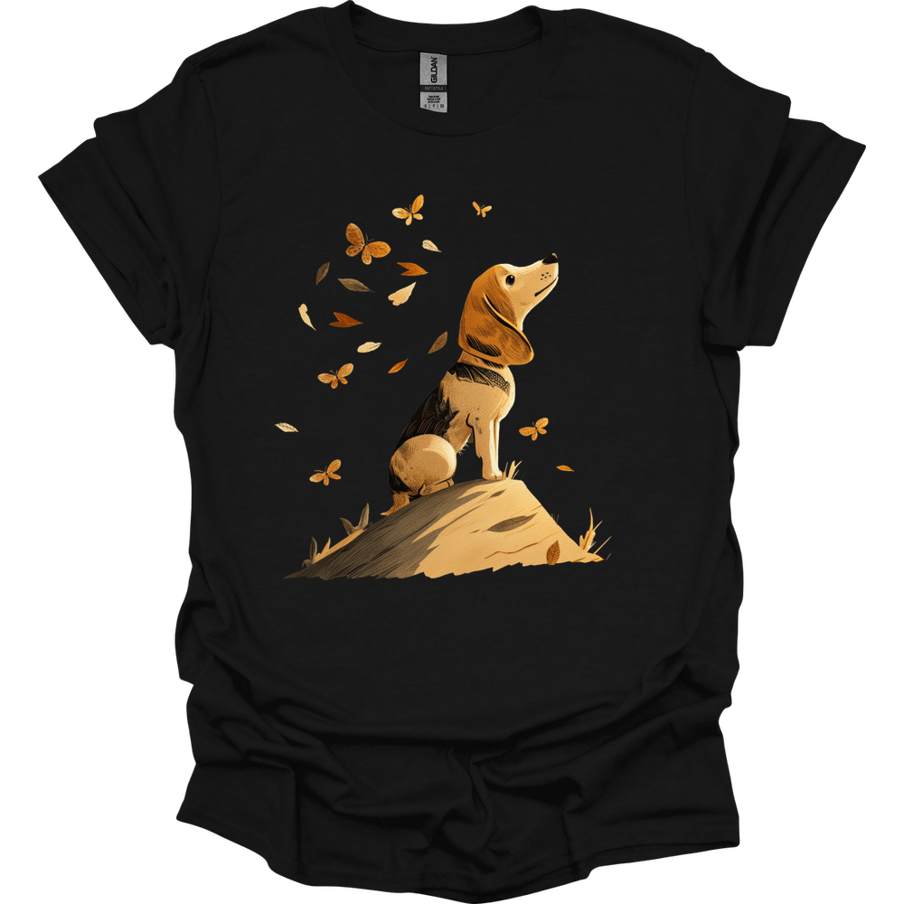 Beagle - Fall Dog T-Shirt - Black