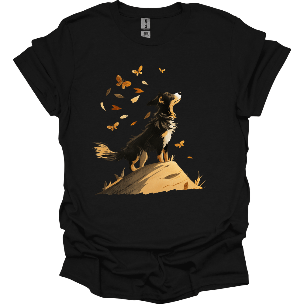 Australian Shepherd - Fall Dog T-Shirt - Black