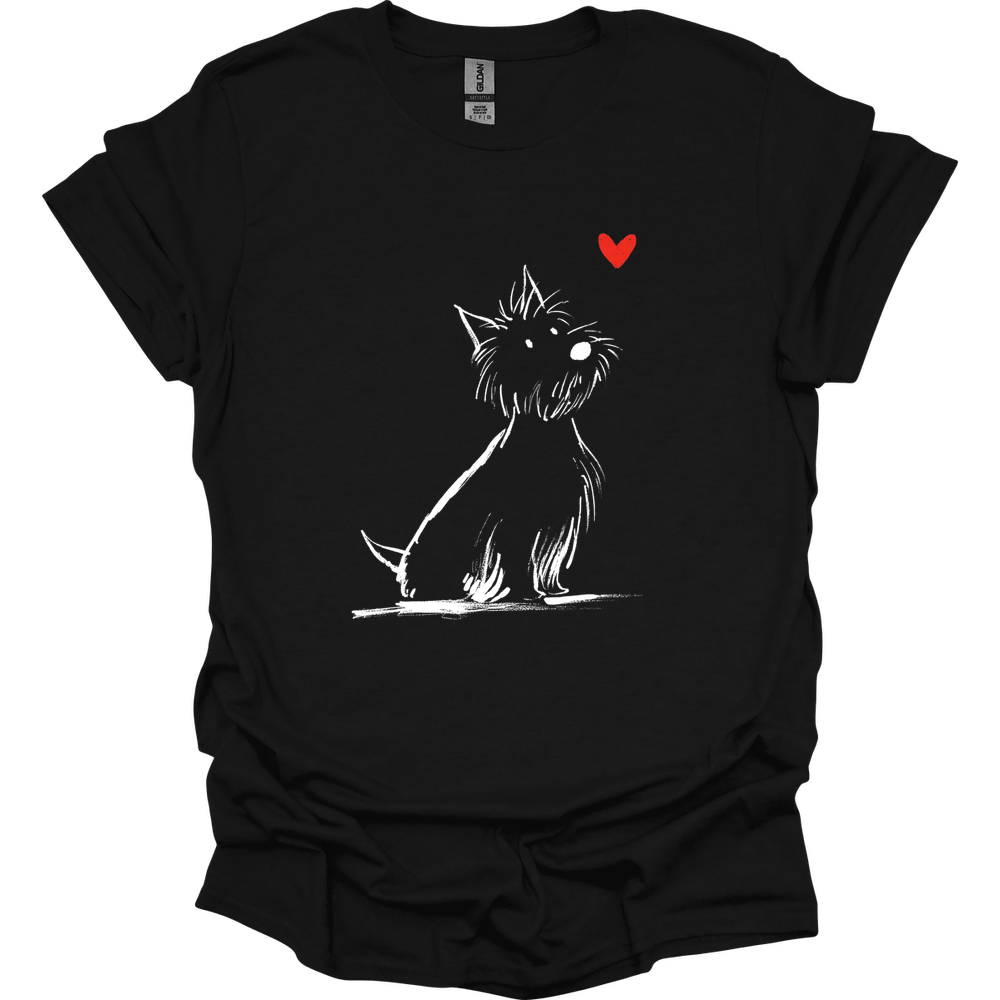 West Highland White Terrier - Sketch Dog T-Shirt - Black