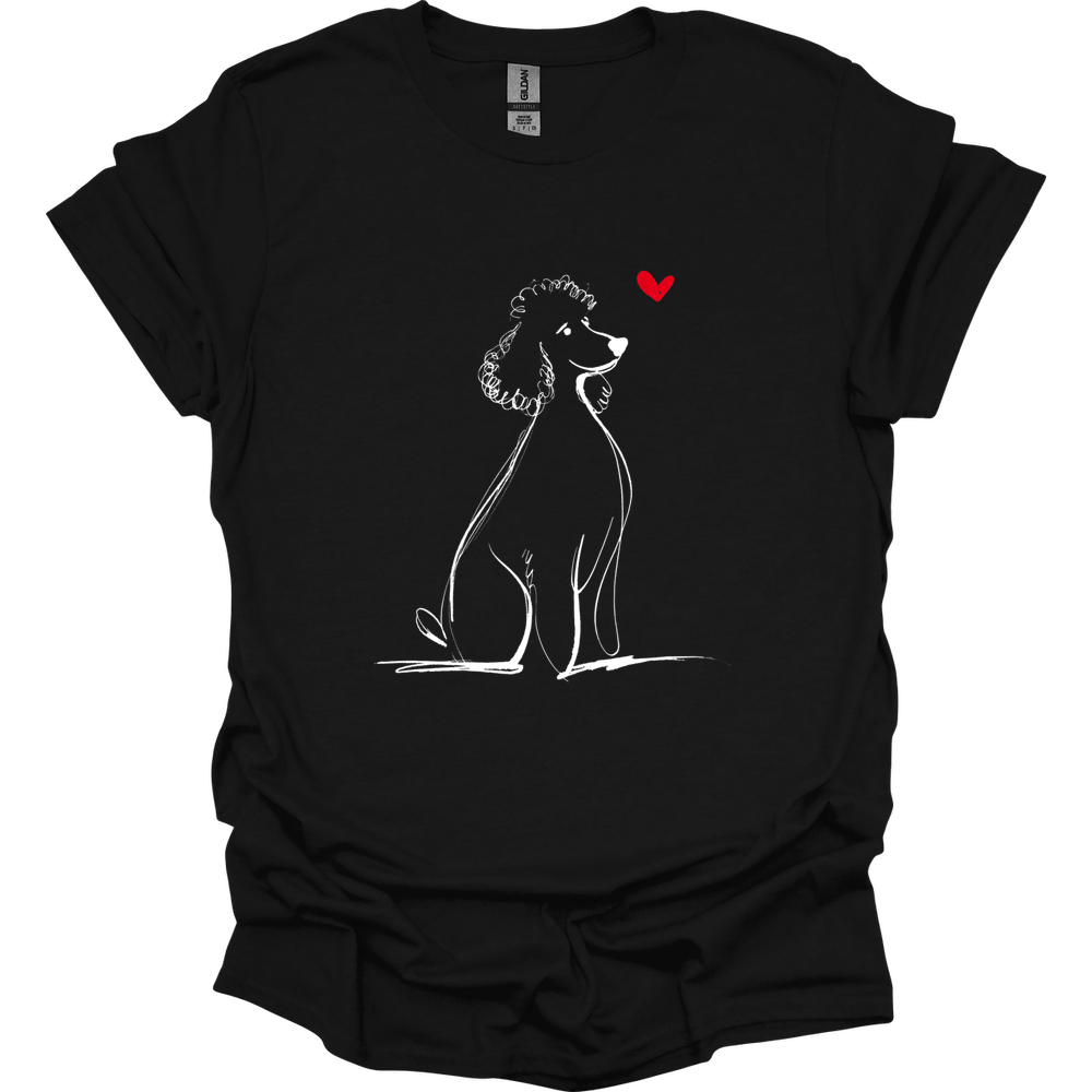 Poodle - Sketch Dog T-Shirt - Black
