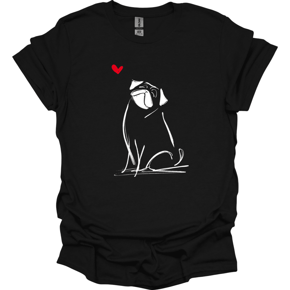 Pug - Sketch Dog T-Shirt - Black