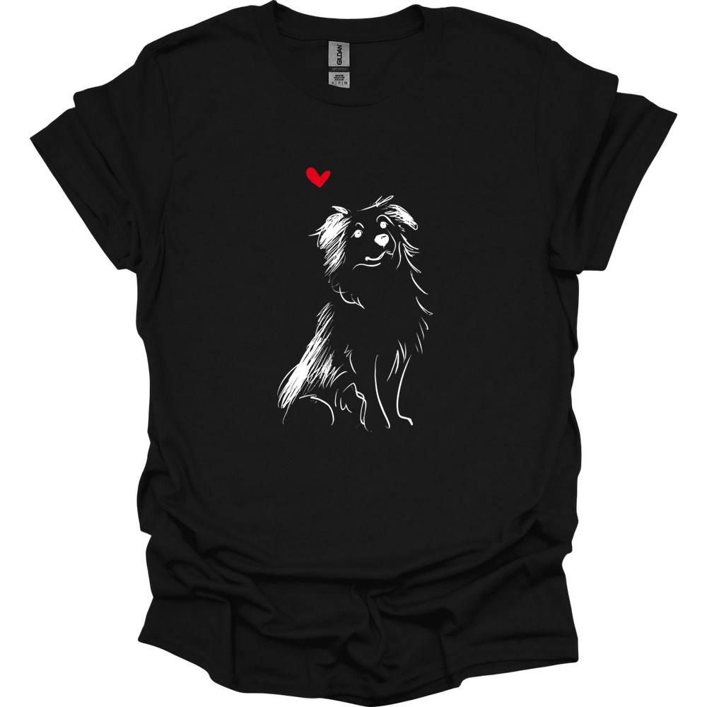 Miniature American Shepherd - Sketch Dog T-Shirt - Black