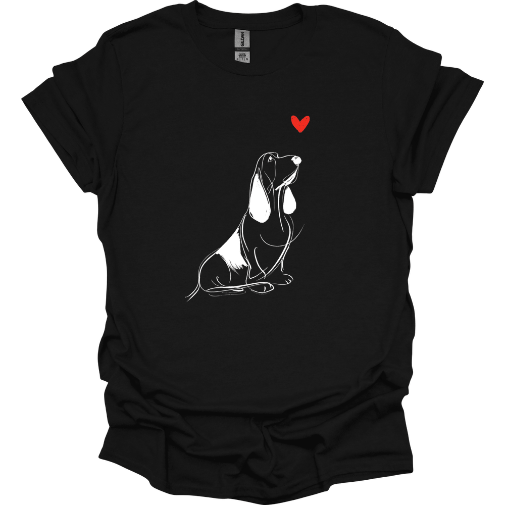 Basset Hound - Sketch Dog T-Shirt - Black