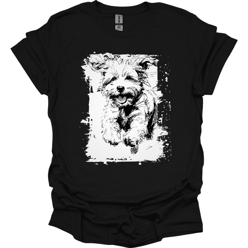 Bichon Frise - Running Dog T-Shirt - Black
