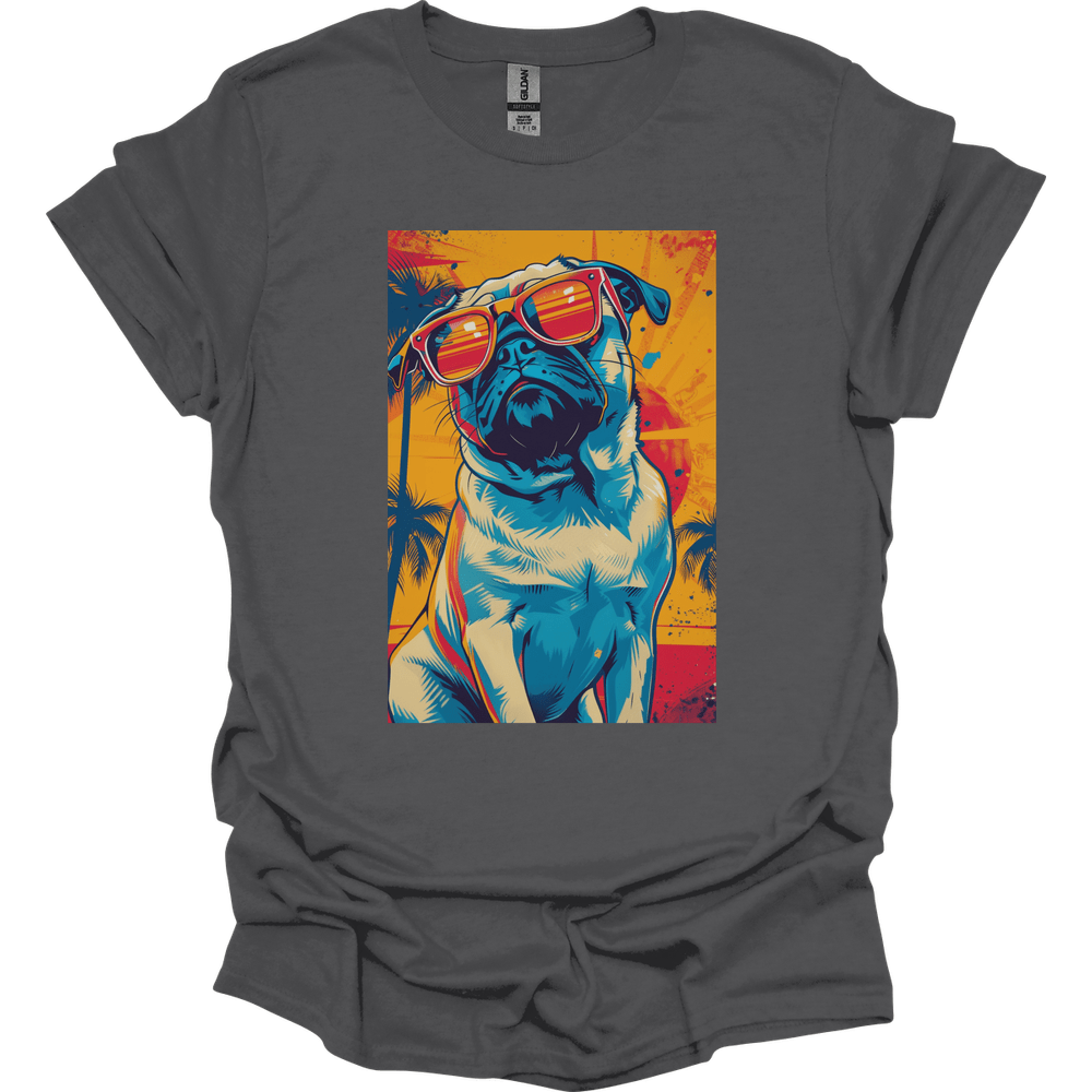 Pug - Summer Dog T-Shirt - Charcoal