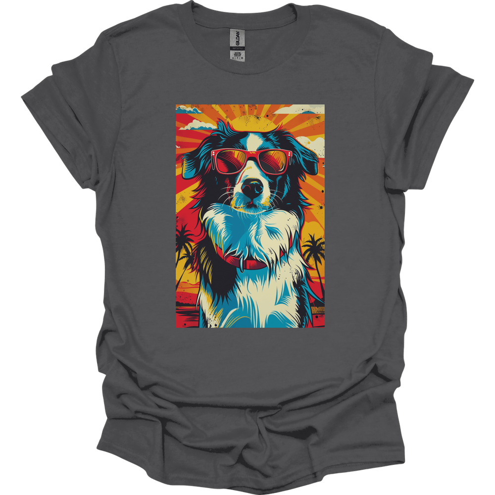 Border Collie - Summer Dog T-Shirt - Charcoal