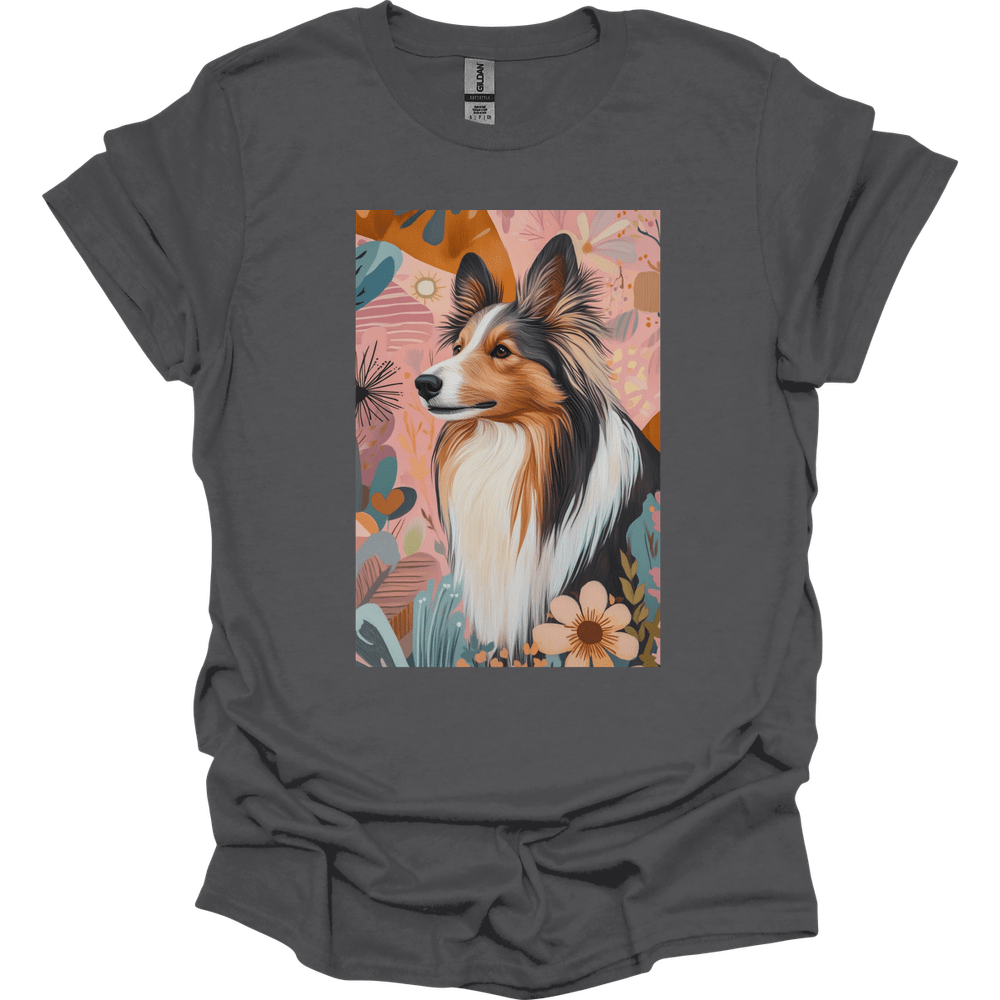 Shetland Sheepdog - Boho Dog T-Shirt - Charcoal