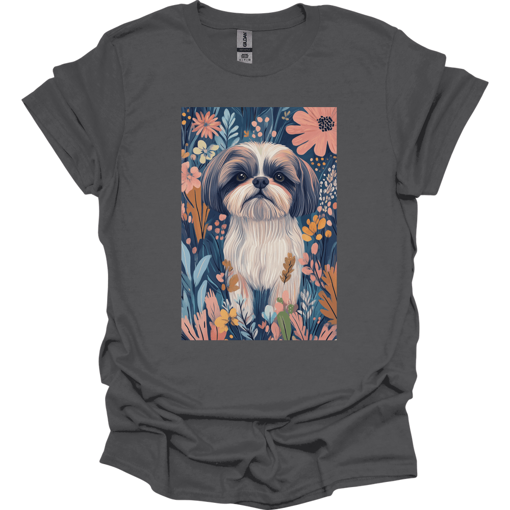 Shih Tzu - Boho Dog T-Shirt - Charcoal