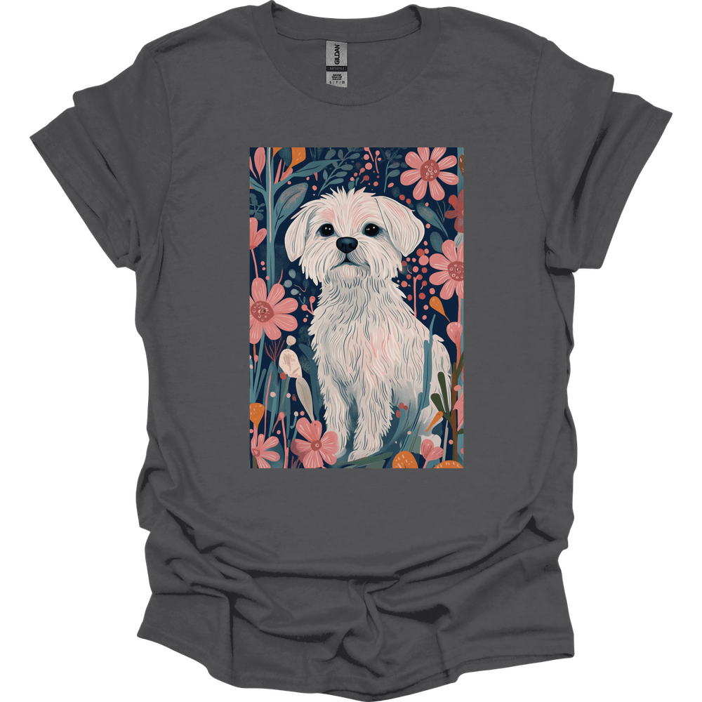 Maltese - Boho Dog T-Shirt - Charcoal