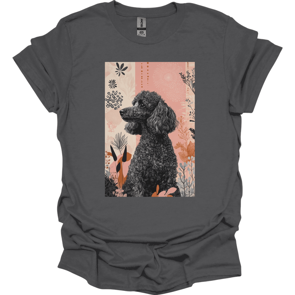 Poodle - Boho Dog T-Shirt - Charcoal