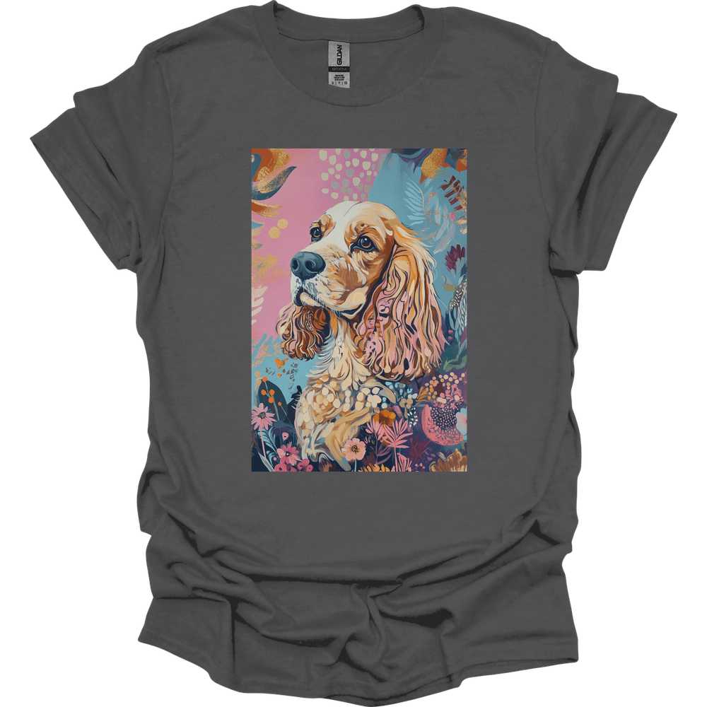 Cocker Spaniel - Boho Dog T-Shirt - Charcoal