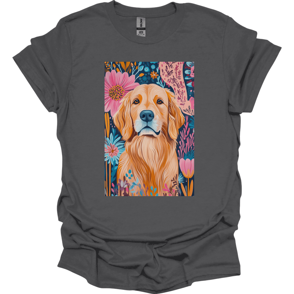 Golden Retriever - Boho Dog T-Shirt - Charcoal