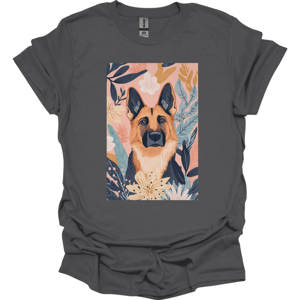 German Shepherd - Boho Dog T-Shirt - Charcoal