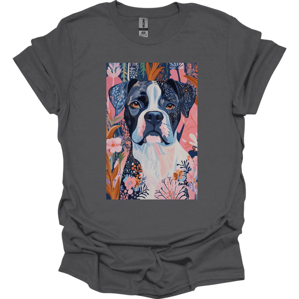Boxer - Boho Dog T-Shirt - Charcoal