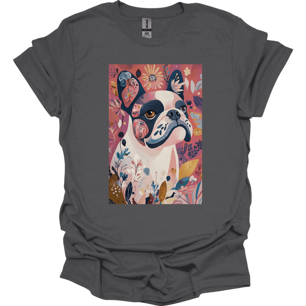 Bulldog - Boho Dog T-Shirt - Charcoal