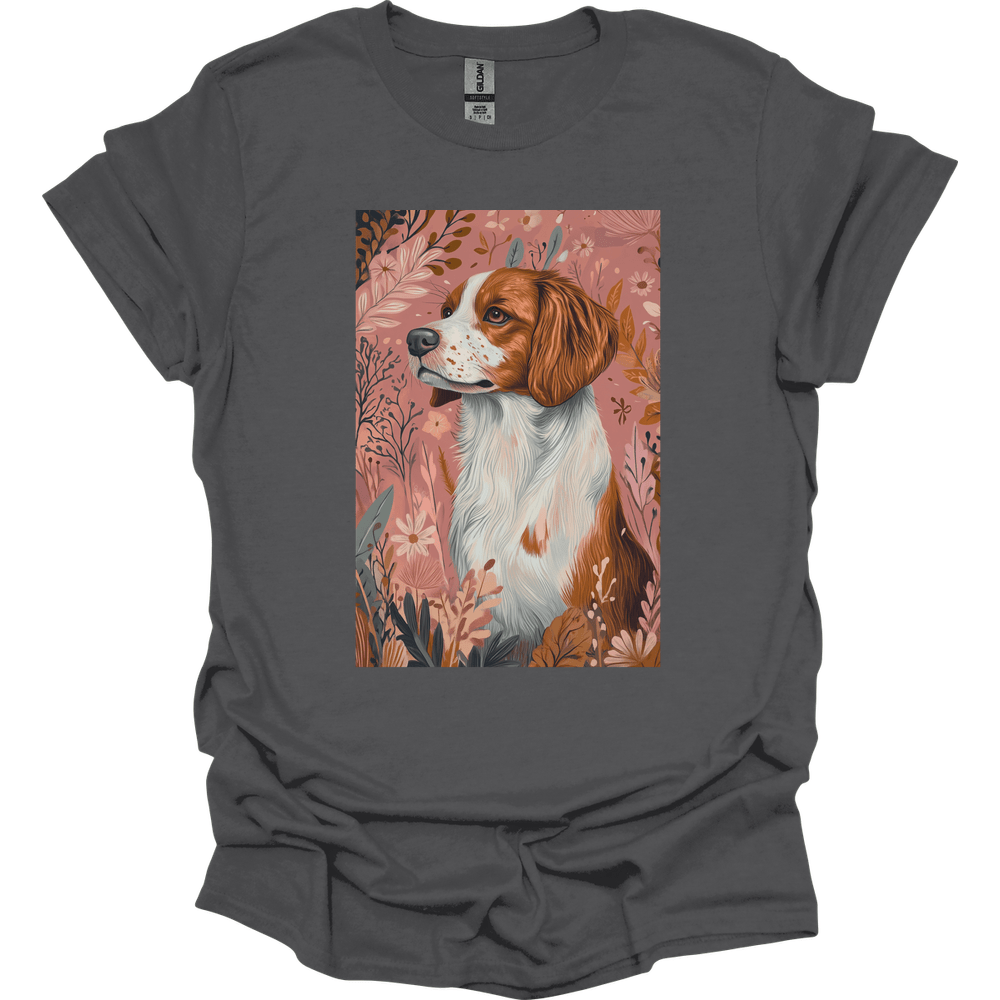 Brittany - Boho Dog T-Shirt - Charcoal