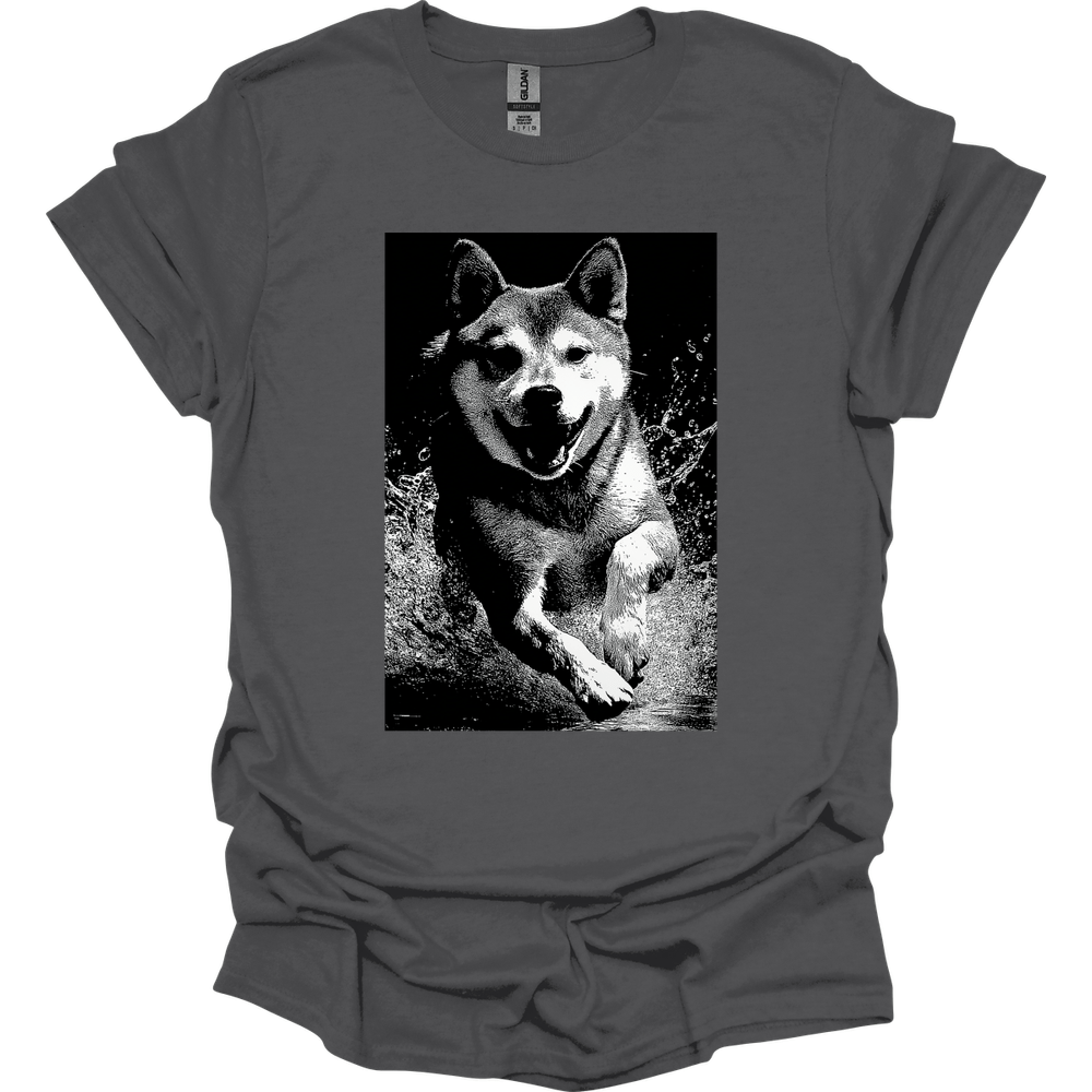 Shiba Inu - Puddle Dog T-Shirt - Charcoal