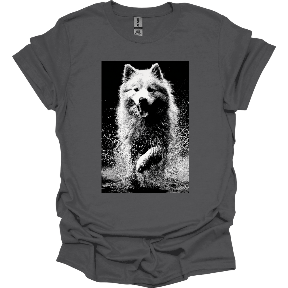 Samoyed - Puddle Dog T-Shirt - Charcoal
