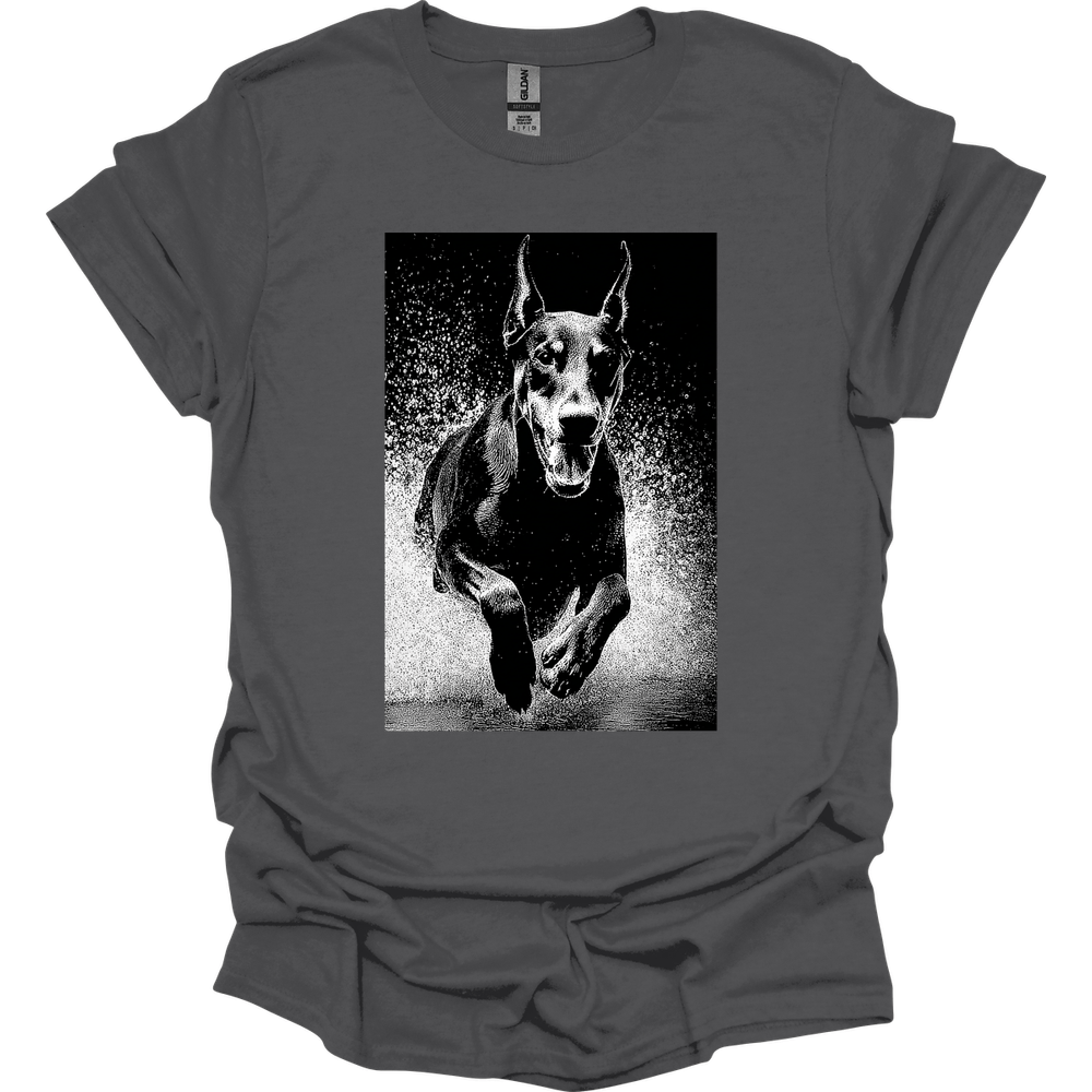 Doberman - Puddle Dog T-Shirt - Charcoal
