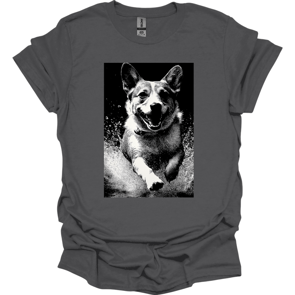 Corgi - Puddle Dog T-Shirt - Charcoal