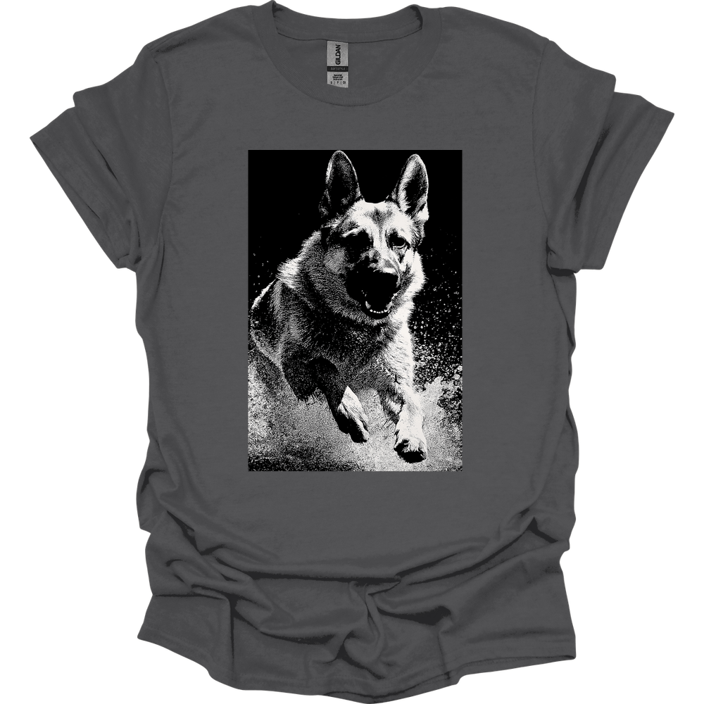 German Shepherd - Puddle Dog T-Shirt - Charcoal