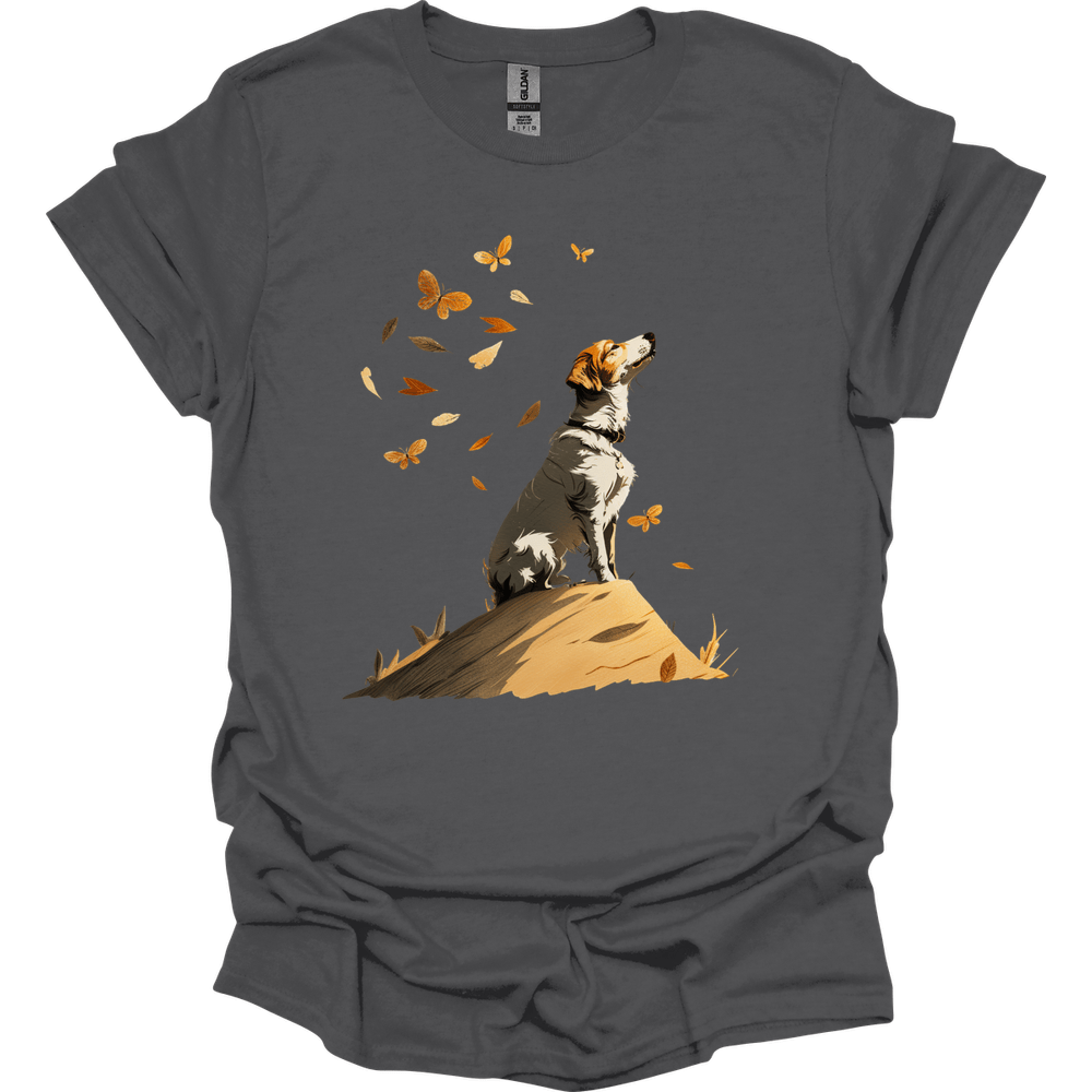Brittany - Fall Dog T-Shirt - Charcoal
