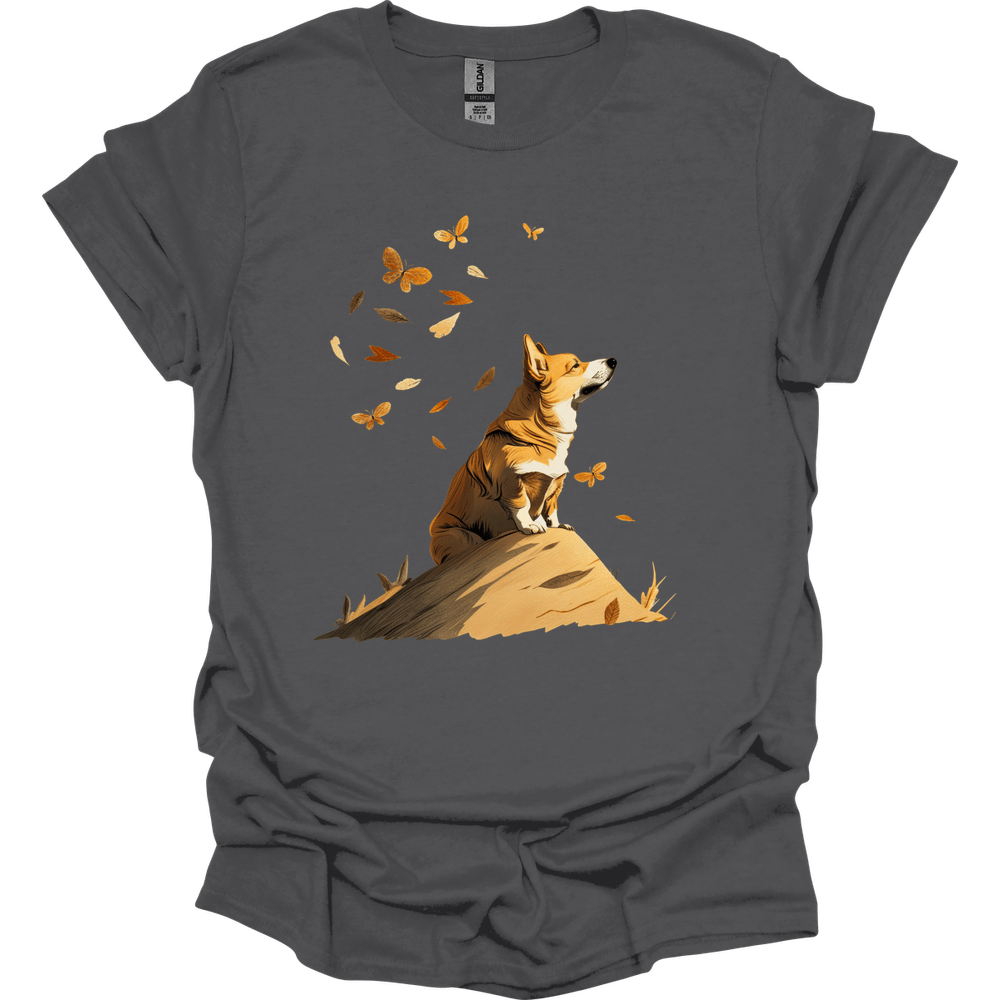 Corgi - Fall Dog T-Shirt - Charcoal