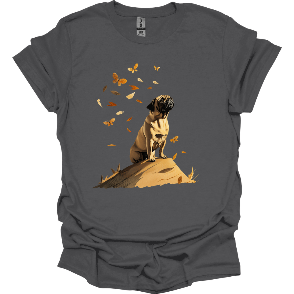 Pug - Fall Dog T-Shirt - Charcoal