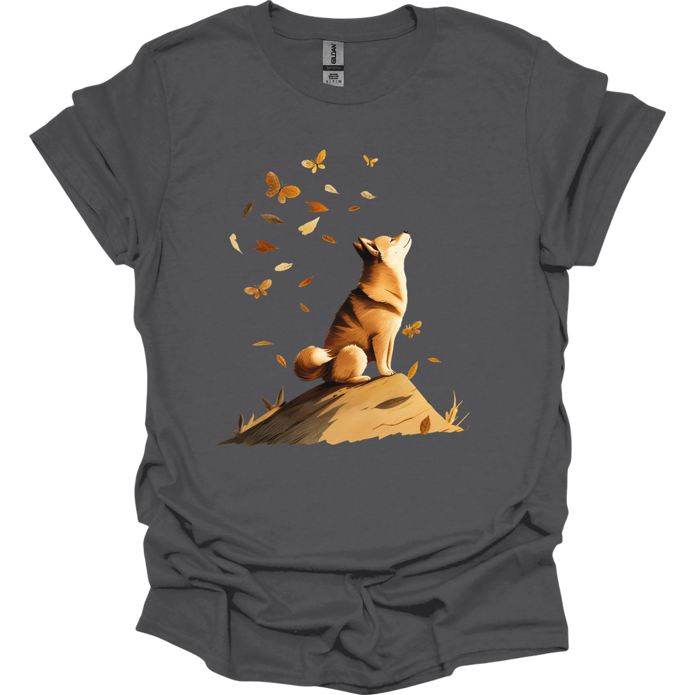 Shiba Inu - Fall Dog T-Shirt - Charcoal