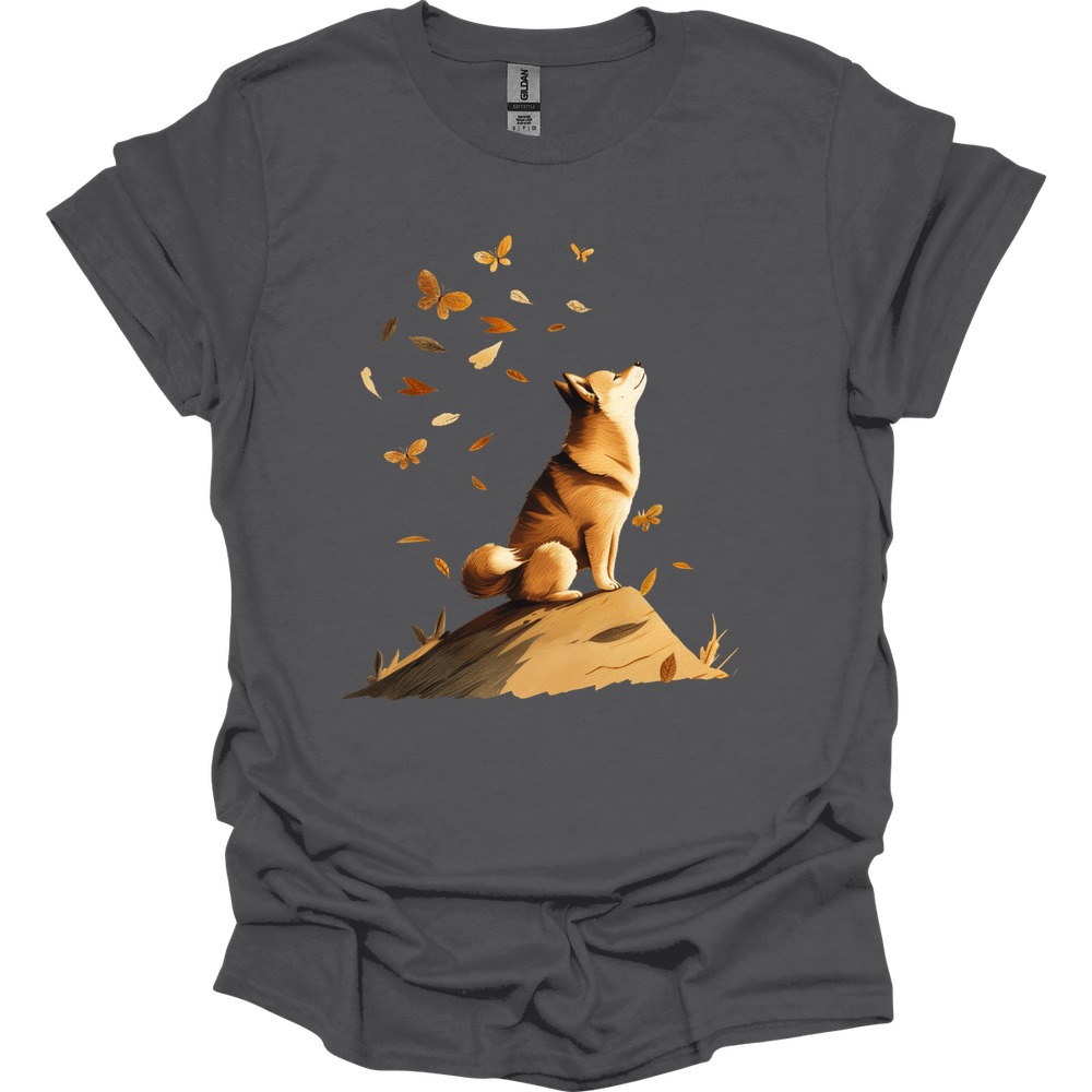 Shiba Inu - Fall Dog T-Shirt - Charcoal