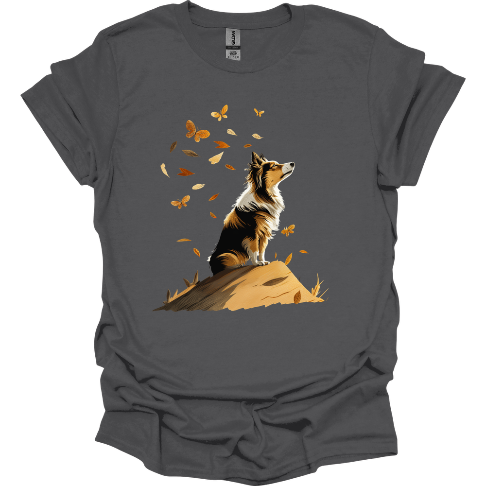 Shetland Sheepdog - Fall Dog T-Shirt - Charcoal