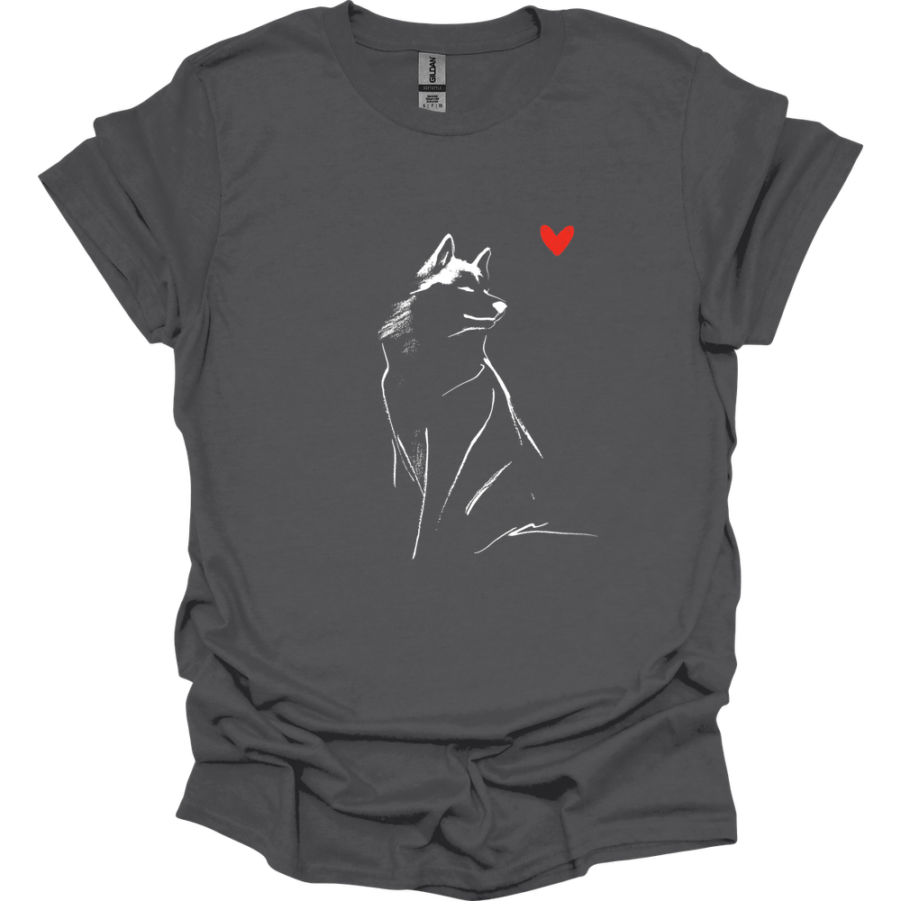 Siberian Husky - Sketch Dog T-Shirt - Charcoal