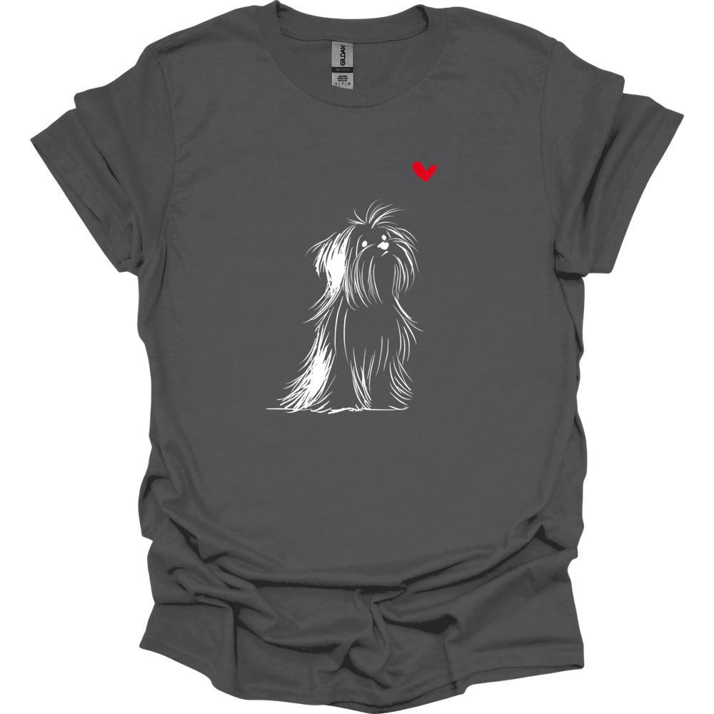 Shih Tzu - Sketch Dog T-Shirt - Charcoal