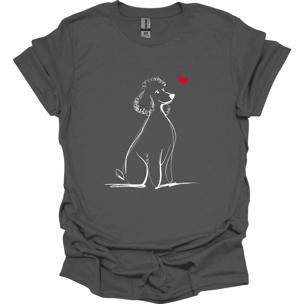 Poodle - Sketch Dog T-Shirt - Charcoal