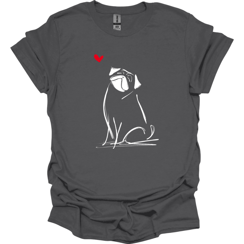 Pug - Sketch Dog T-Shirt - Charcoal