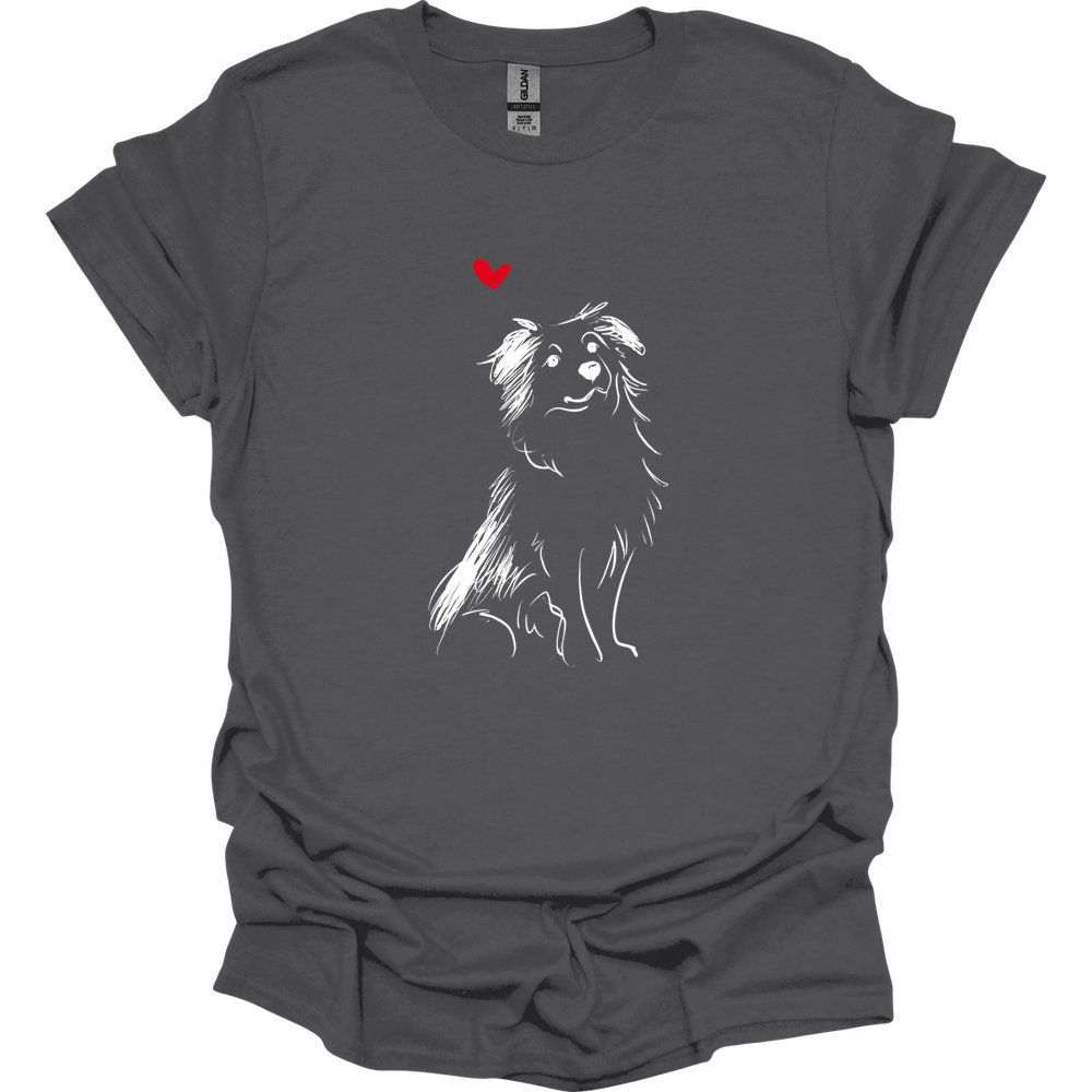 Miniature American Shepherd - Sketch Dog T-Shirt - Charcoal