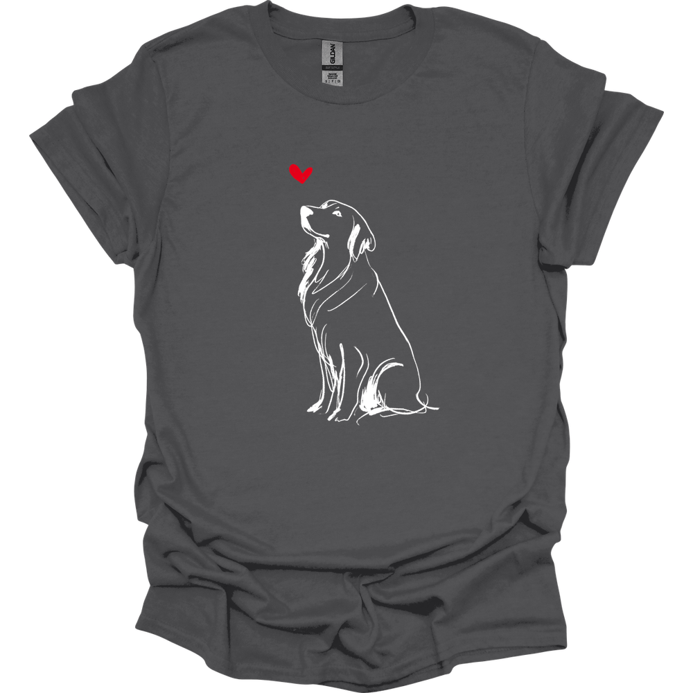 Golden Retriever - Sketch Dog T-Shirt - Charcoal