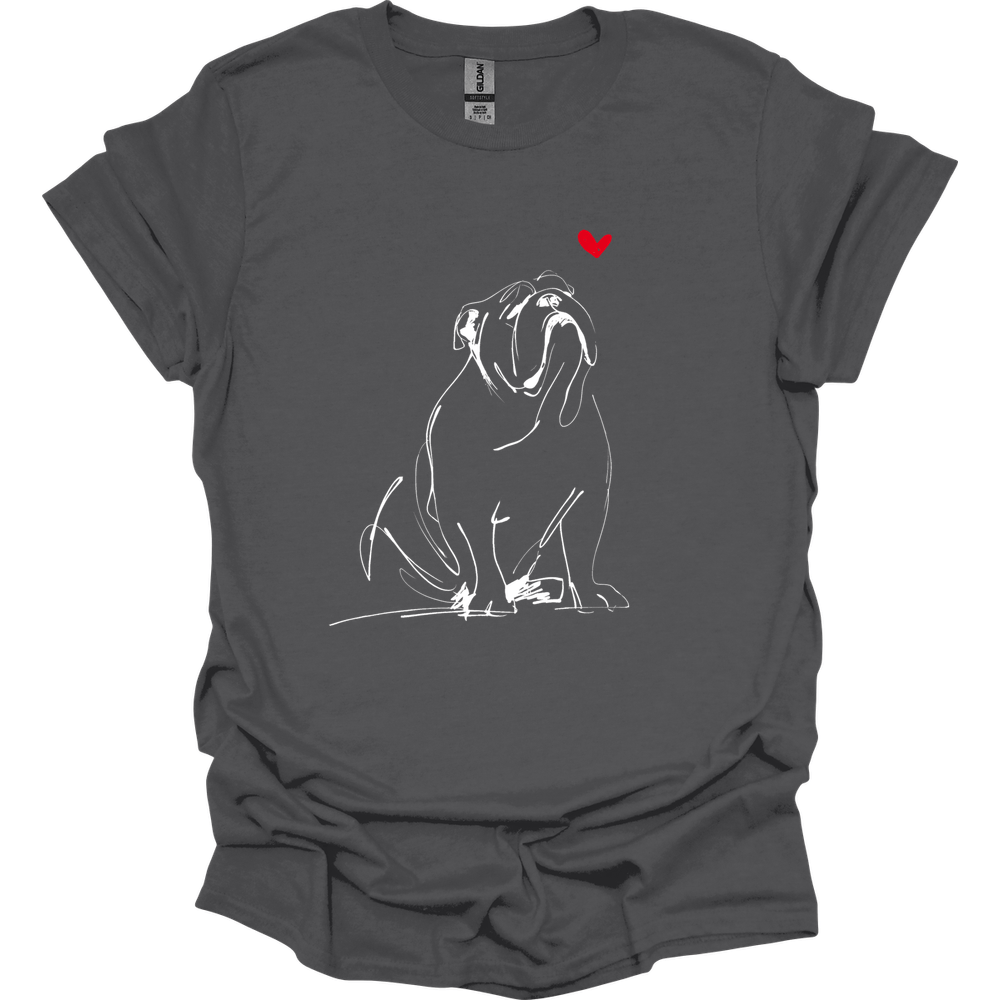 Bulldog - Sketch Dog T-Shirt - Charcoal