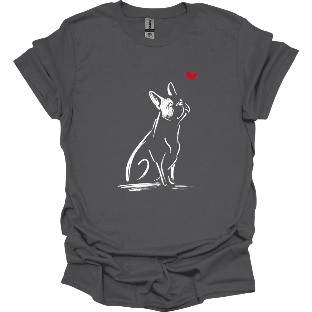 Boston Terrier - Sketch Dog T-Shirt - Charcoal