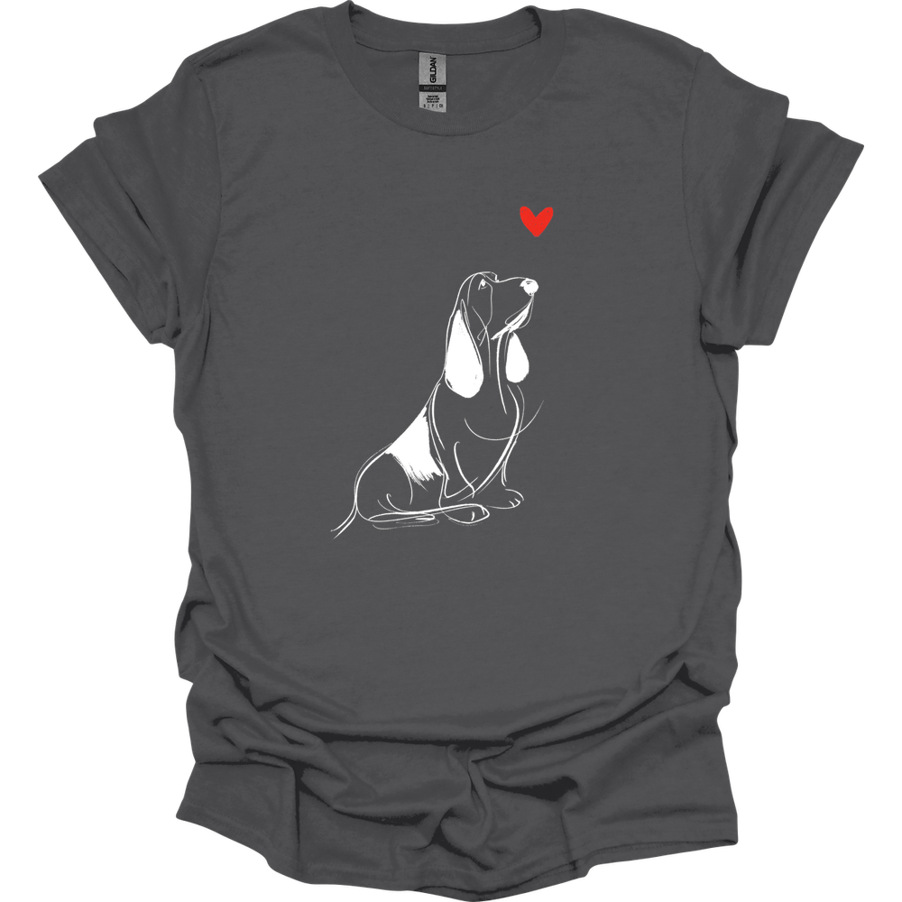 Basset Hound - Sketch Dog T-Shirt - Charcoal