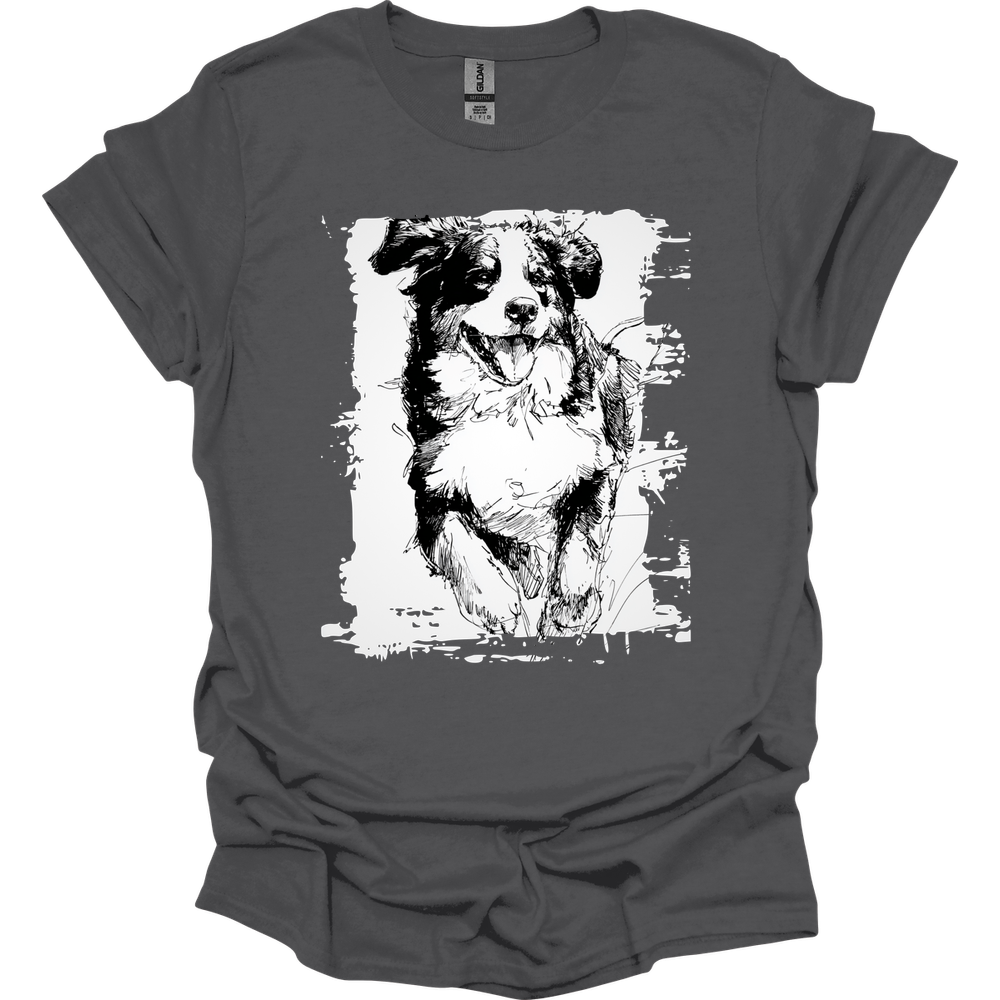 Bernese Mountain Dog - Running Dog T-Shirt - Charcoal