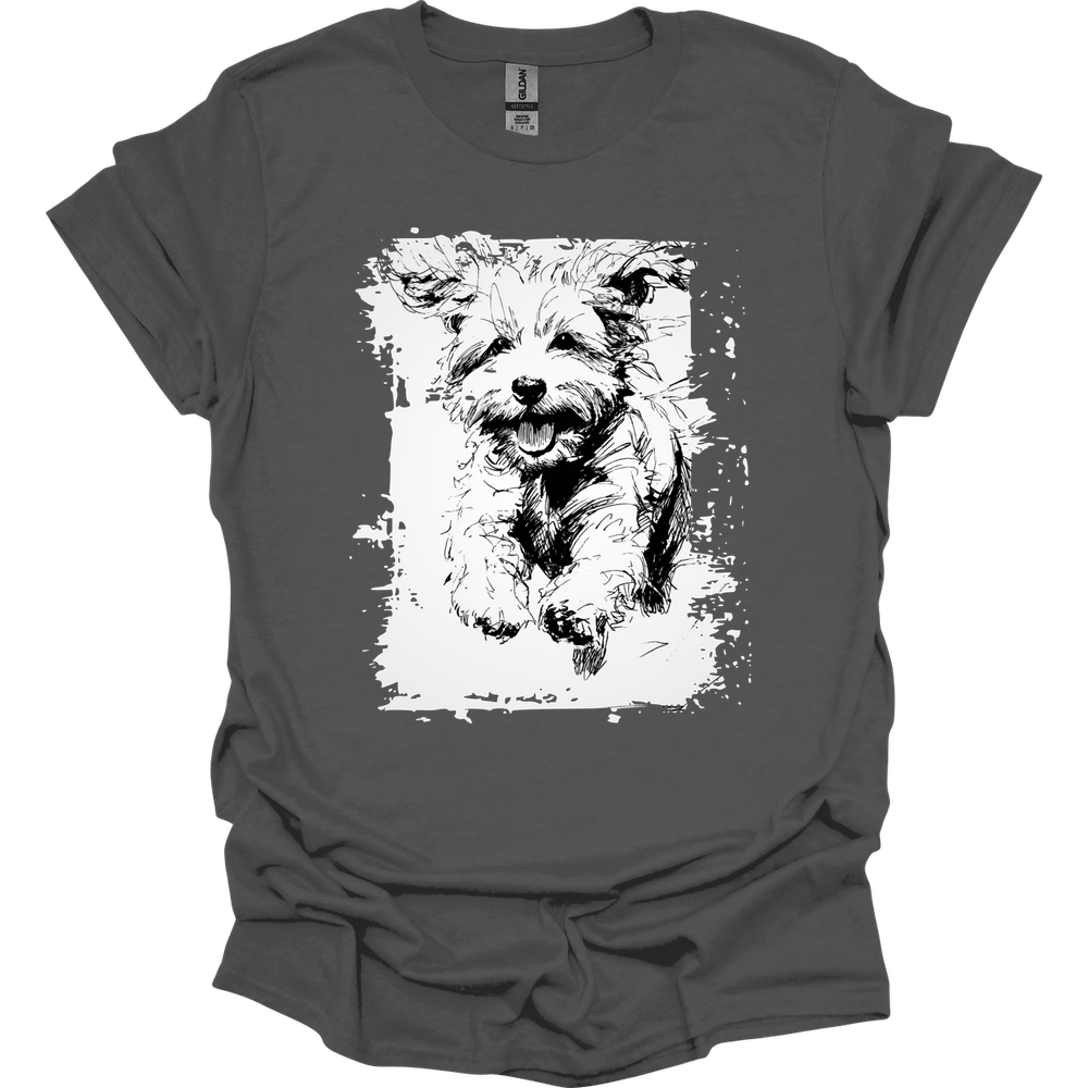 Bichon Frise - Running Dog T-Shirt - Charcoal