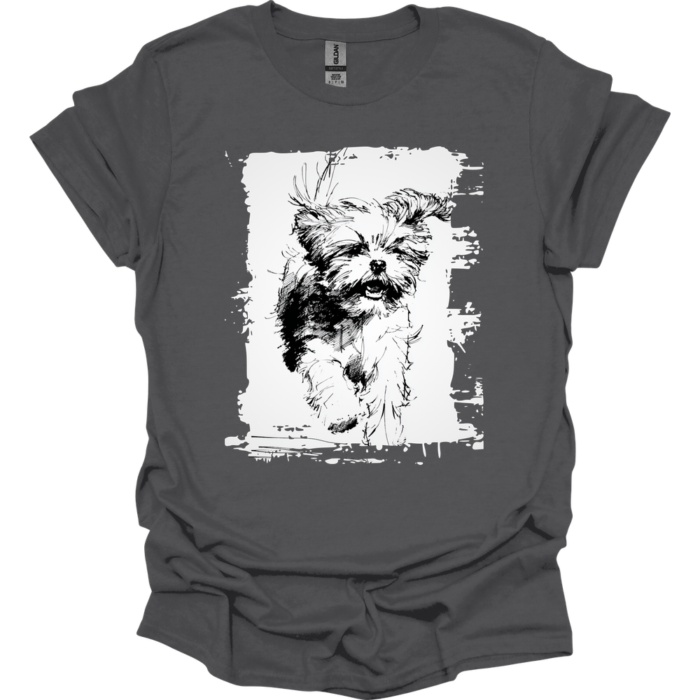 Shih Tzu - Running Dog T-Shirt - Charcoal