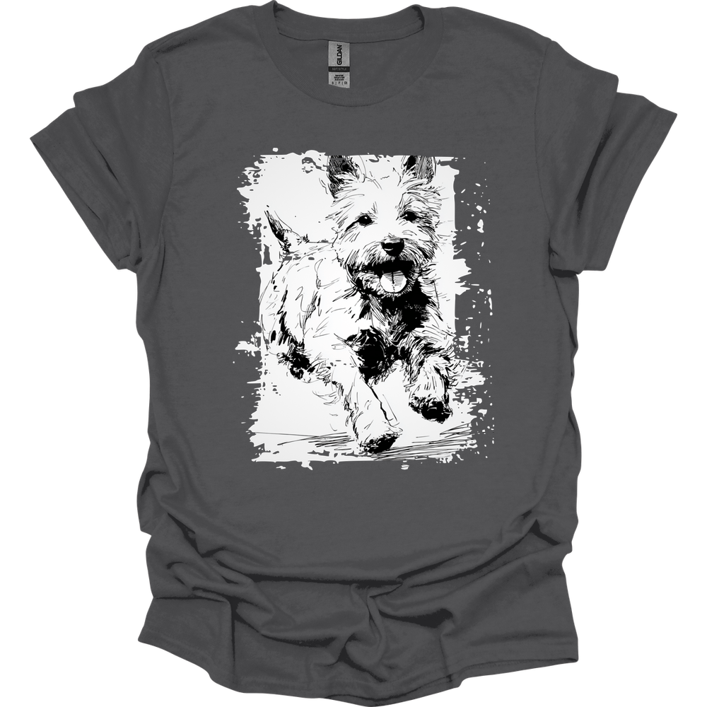 West Hightland White Terrier - Running Dog T-Shirt - Charcoal