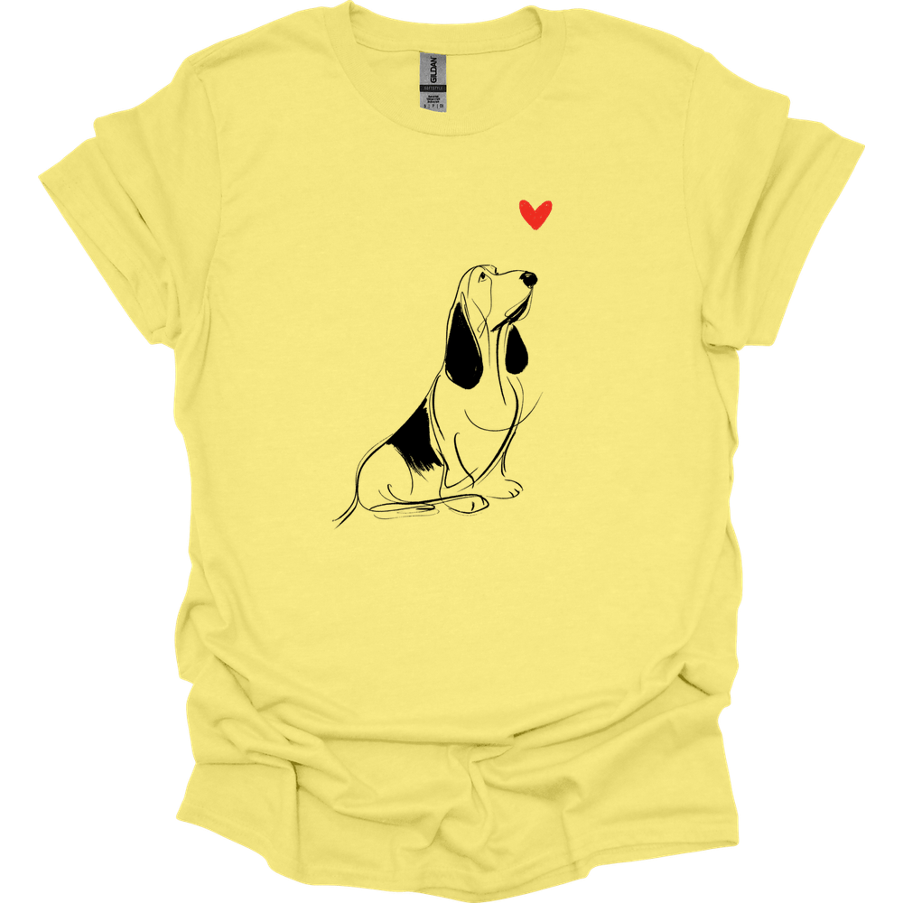 Basset Hound - Sketch Dog T-Shirt - Cornsilk