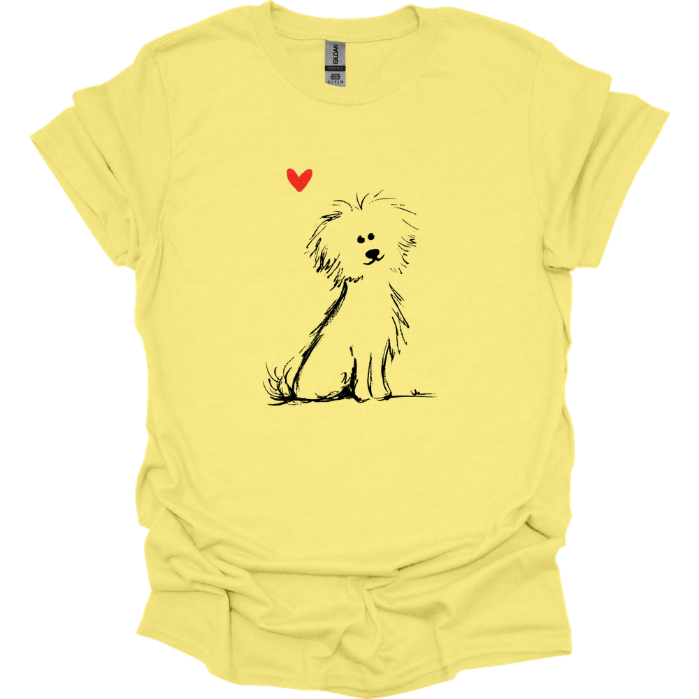 Bichon Frise - Sketch Dog T-Shirt - Cornsilk