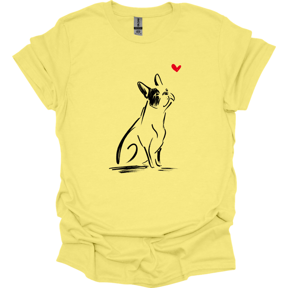 Boston Terrier - Sketch Dog T-Shirt - Cornsilk