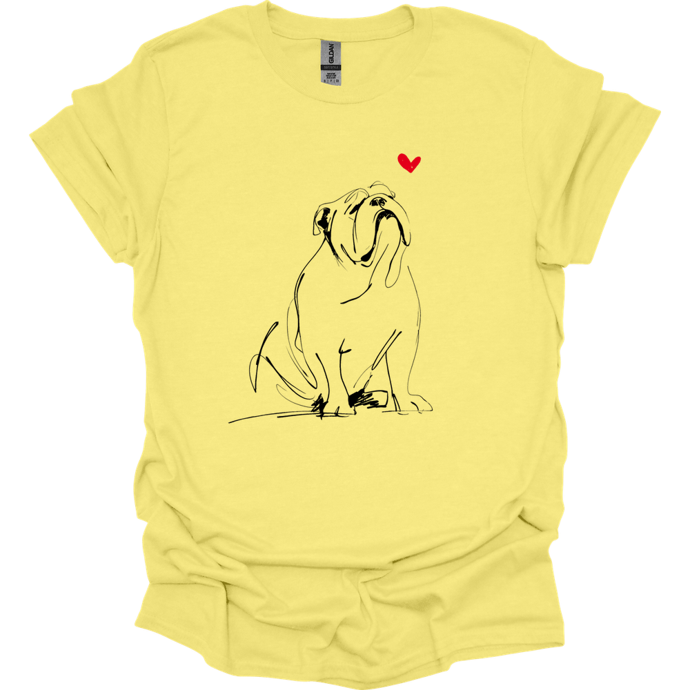 Bulldog - Sketch Dog T-Shirt - Cornsilk